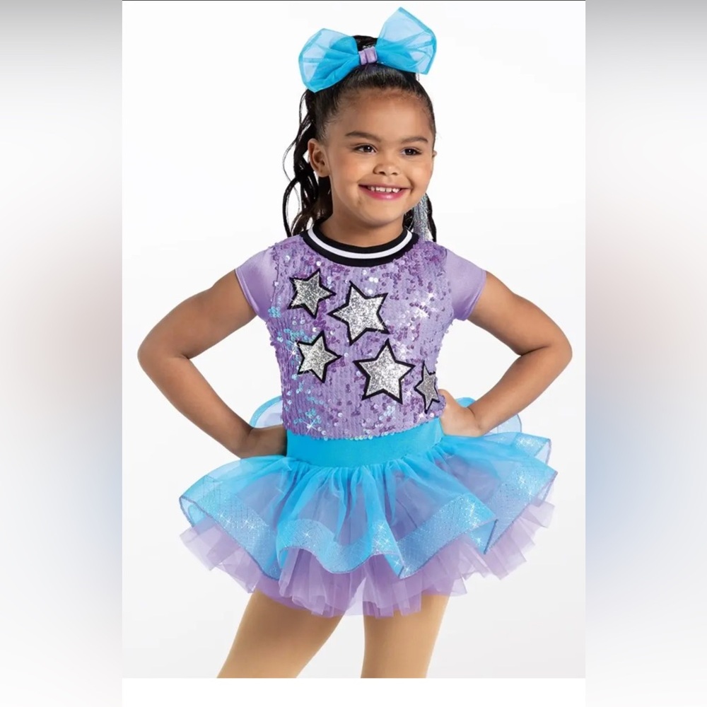 Weissman showtime dance costume the other side turquoise mic size 7/8